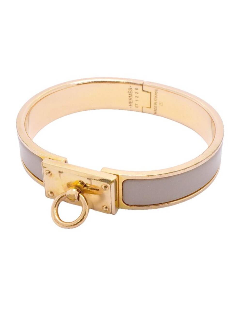 Hermes Bangle Clic Anneau Gold Plated Greige Bracelet